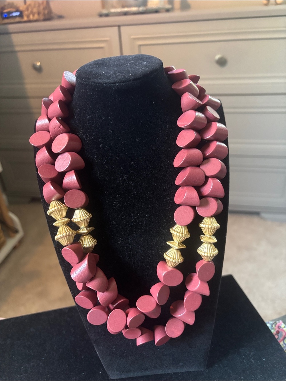Plunder, dark  Dusty Rose and Gold Statement Necklace